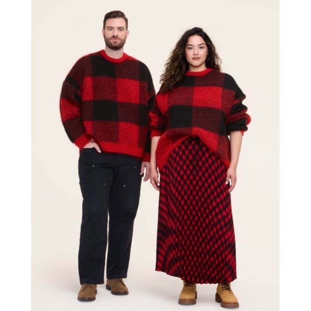 Adult Buffalo Check Pullover Sweater - Woolrich Red/Black Size Medium